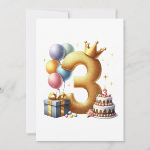 Golden 3rd Birthday Invitation