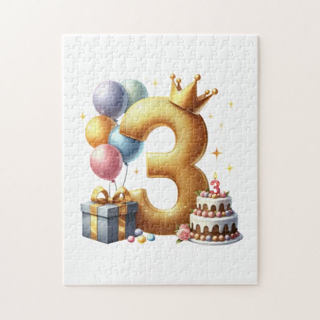 Golden 3rd Birthday Jigsaw Puzzle (Vertical)