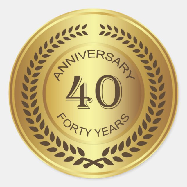 Golden 40th Anniversary with laurel wreath Sticker (Front)
