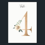 Golden 4 Floral Table Number Card<br><div class="desc">Golden number with soft pastel floral embelishment table number card. Personalize text font style,  size,  and color.</div>