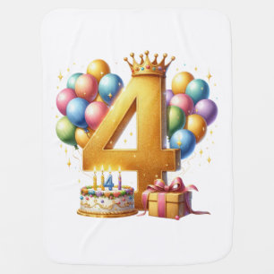 Golden 4th Birthday Baby Blanket