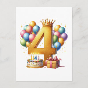 Golden 4th Birthday Holiday Postcard