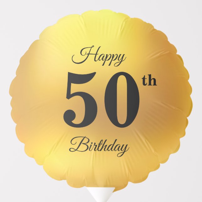 Golden 50th 60th 70th 80th Calligraphy Birthday Balloon (Front)