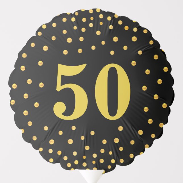 Golden 50th 60th 70th 80th Confetti Birthday Balloon (Front)