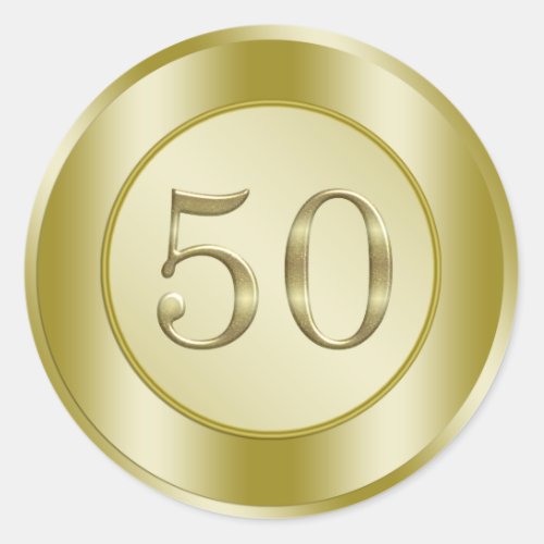 Golden 50th Anniversary Classic Round Sticker