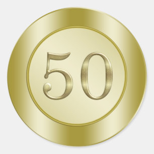 Golden 50th Anniversary Classic Round Sticker