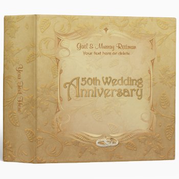 Golden 50th Anniversary - Customize 2 Inch 3 Ring Binder by SpiceTree_Weddings at Zazzle