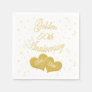 Golden 50th Anniversary Customized Napkins