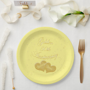 Golden 50th Anniversary Customized Paper Plates