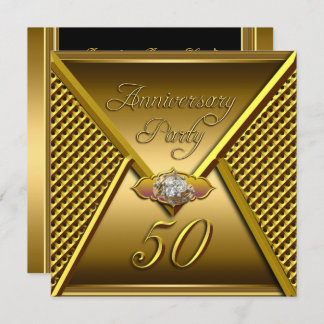 Golden 50th Anniversary Elegant Wedding Gold Invitation