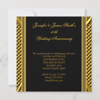 Golden 50th Anniversary Elegant Wedding Gold Invitation