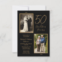 Golden 50th Anniversary Invitation