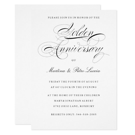 Golden 50th Anniversary Invitation Black White Zazzle Com