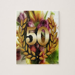 Golden 50TH Anniversary Jigsaw Puzzle