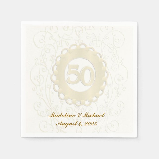Golden, 50th Anniversary Paper Napkins (Front)