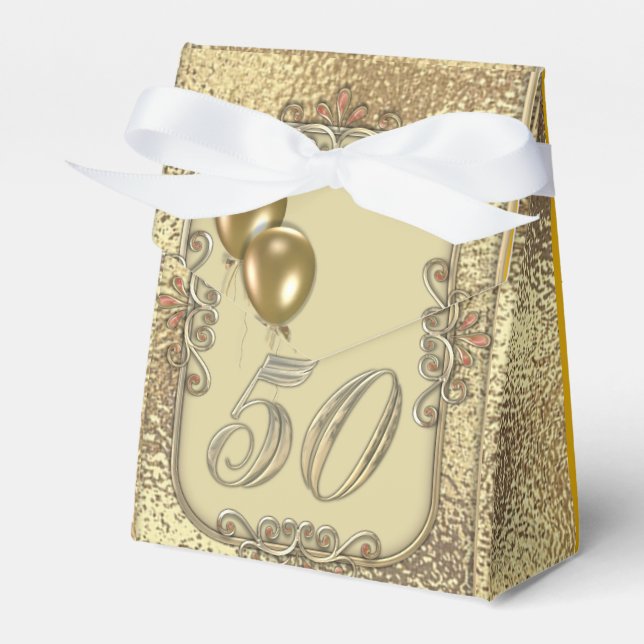 Golden 50th Anniversary Party Goodie Favor Box (Front Side)