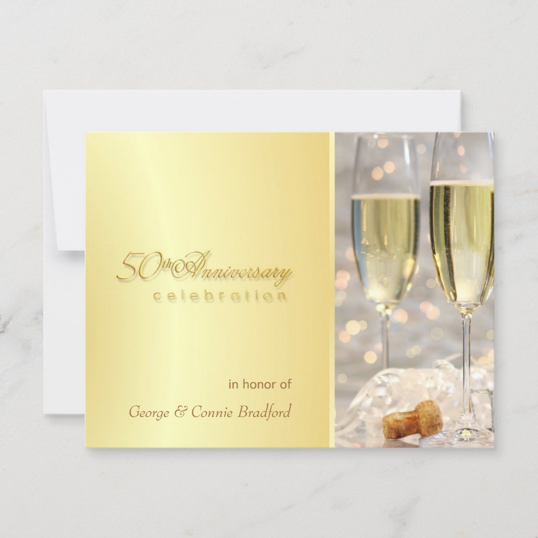 Golden 50th Anniversary Party Invitations | Zazzle