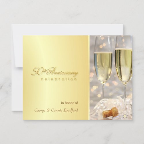 Golden 50th Anniversary Party Invitations