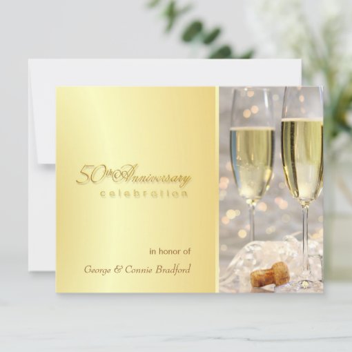 Golden 50th Anniversary Party Invitations | Zazzle