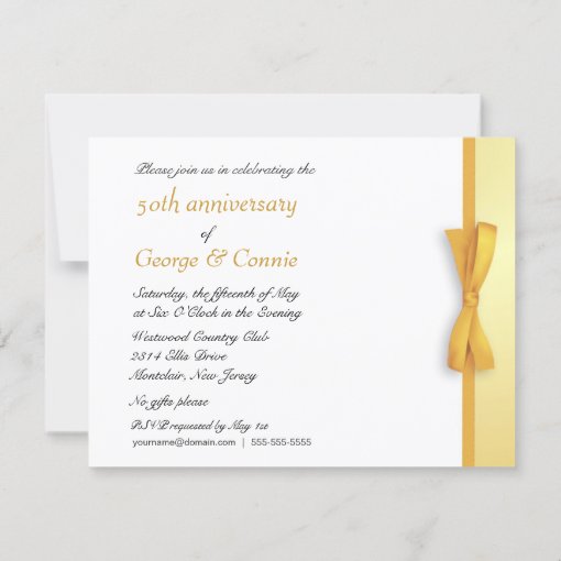 Golden 50th Anniversary Party Invitations | Zazzle