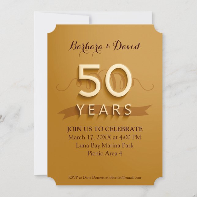 Golden 50th Anniversary Party Invitations (Front)