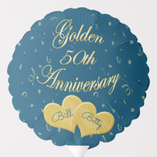 Golden 50th Anniversary Personalized Balloons