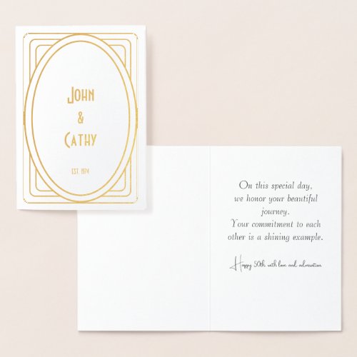 Golden 50th Anniversary Personalized Card