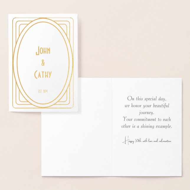 Golden 50th Anniversary Personalized Card (Display)