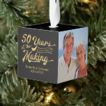 Golden 50th Anniversary Photo Collage Keepsake Cube Ornament<br><div class="desc">Commemorate a couple's 50th golden wedding anniversary with this keepsake ornament featuring three photos and a 50 YEARS IN THE MAKING design on the front that's personalized with their wedding year in the design and names. NOTE: A black and gold theme is shown but the black background color can be...</div>