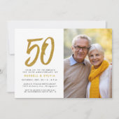 Golden 50th Anniversary Photo Party Invitation | Zazzle