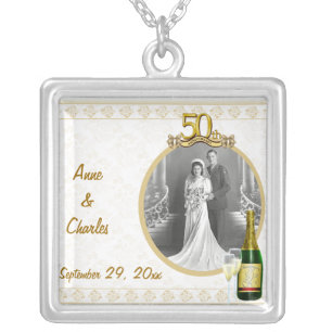 Golden 50th Anniversary Photo Pendant