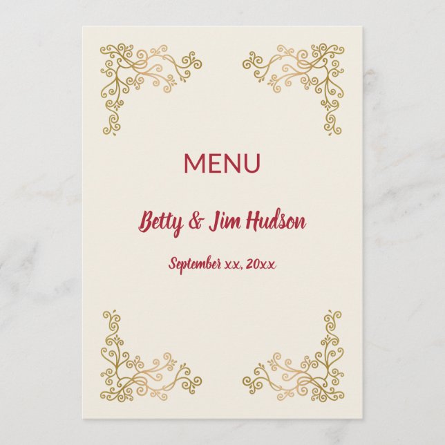 Golden - 50th - Anniversary Reception Menu (Front)