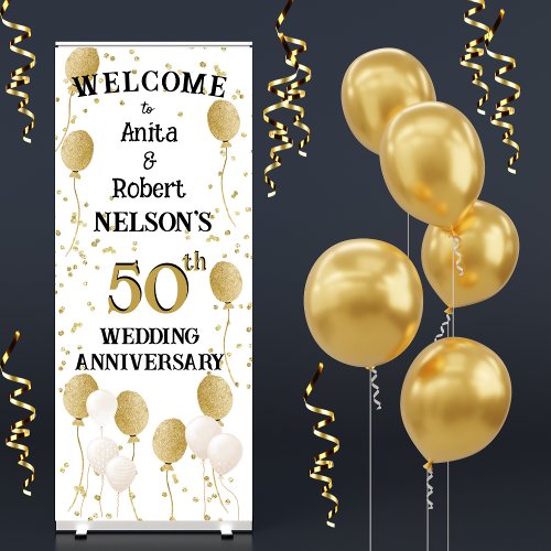 Golden 50th Anniversary Reception Retractable Banner