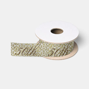 Golden 50th Anniversary Ribbon for gift