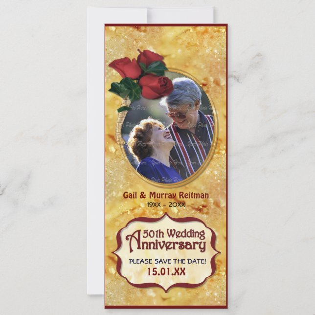 Golden 50th Anniversary Save The Date (Front)