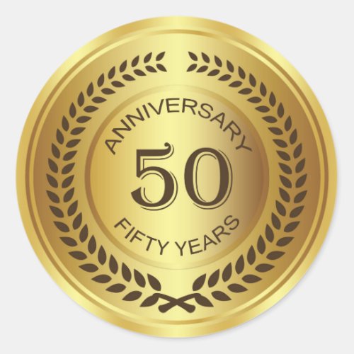 Golden 50th Anniversary with laurel wreath Sticker