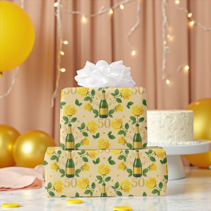 Golden 50th Anniversary Yellow Roses Wrapping Pape Wrapping Paper