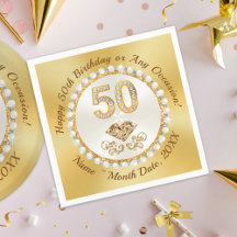 Golden, 50th Birthday Napkins Personalized,