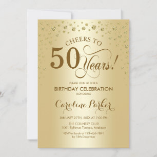 Golden 50th Birthday Party Invitation