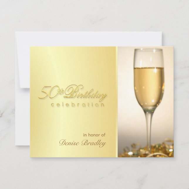 Golden 50th Birthday Party Invitations (Front)