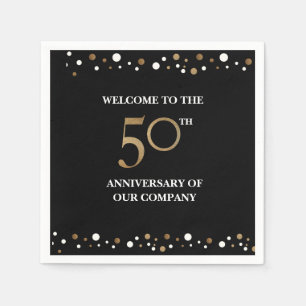 Golden 50th Company Anniversary Confetti Gold Napkins