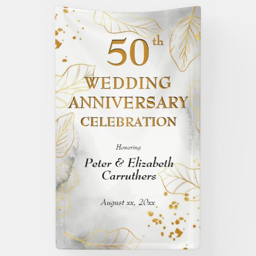 Golden 50th Wedding Anniversary Black and Gold Banner