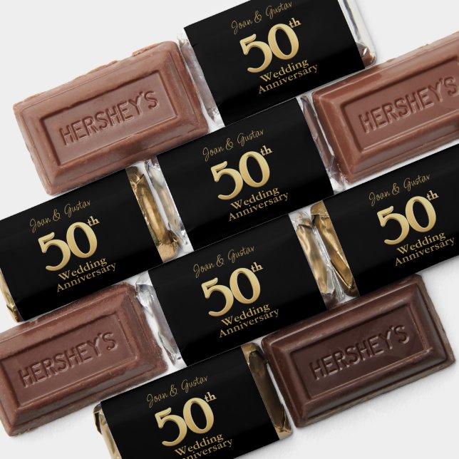 Golden 50th Wedding Anniversary | Black Hershey's Miniatures (Assorted)