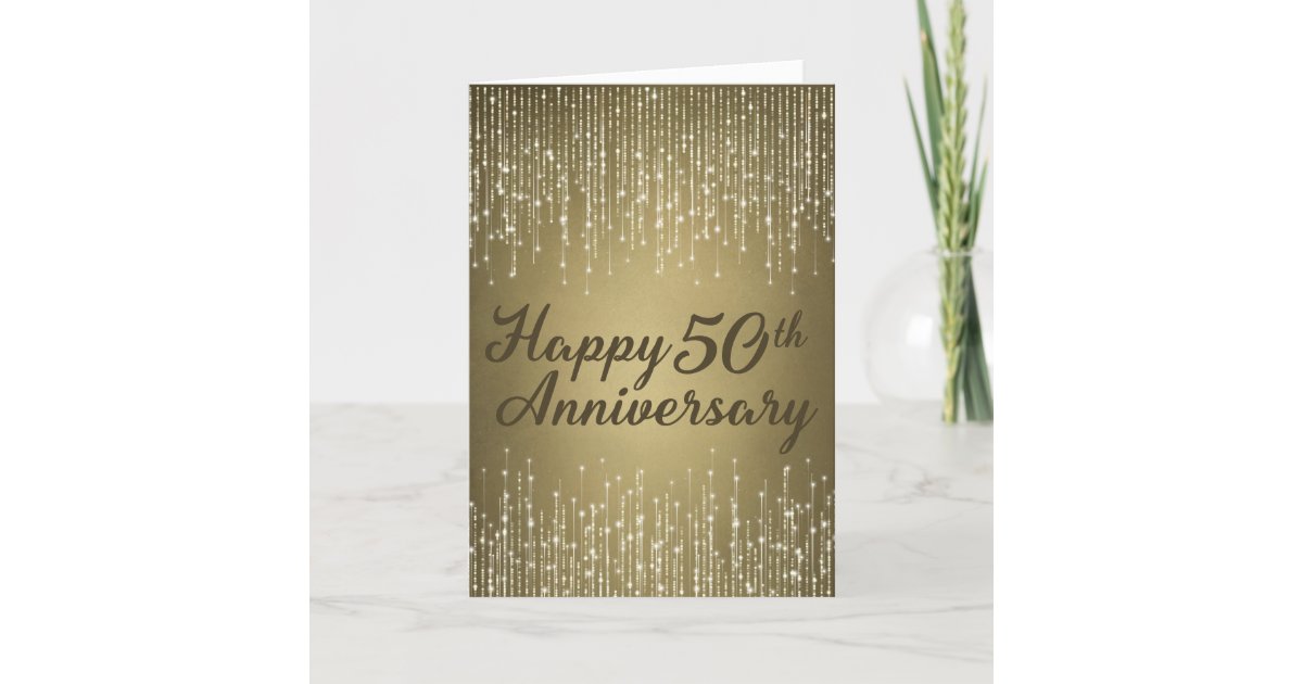 Golden 50th Wedding Anniversary Card | Zazzle