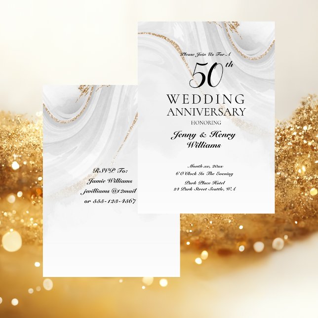 Golden 50th Wedding Anniversary Celebration Invitation (Golden 50th Wedding Anniversary Celebration Invitation)