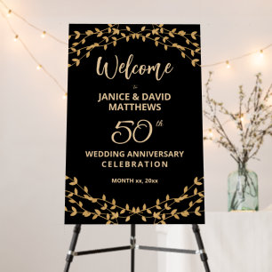 Golden 50th Wedding Anniversary Celebration Sign