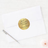 Golden 50th Wedding Anniversary Classic Round Sticker (Envelope)
