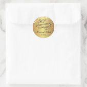 Golden 50th Wedding Anniversary Classic Round Sticker (Bag)