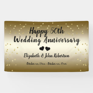 Golden 50th Wedding Anniversary Confetti Elegant Banner