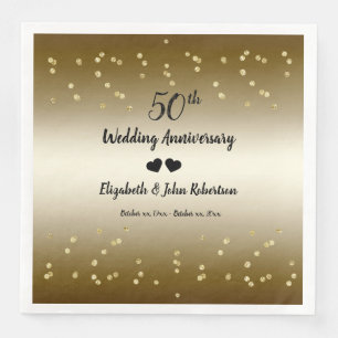 Golden 50th Wedding Anniversary Confetti Elegant Paper Dinner Napkins